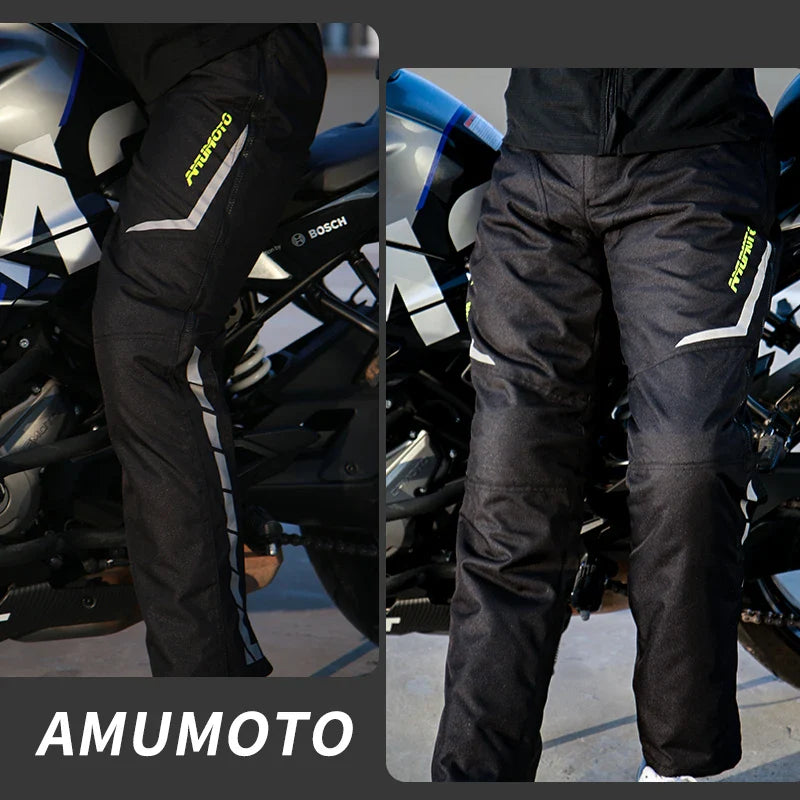 AMU Motorcycle Quick Take Off Pants – Waterproof, Windproof, Thermal Protective Gear for Men & Women