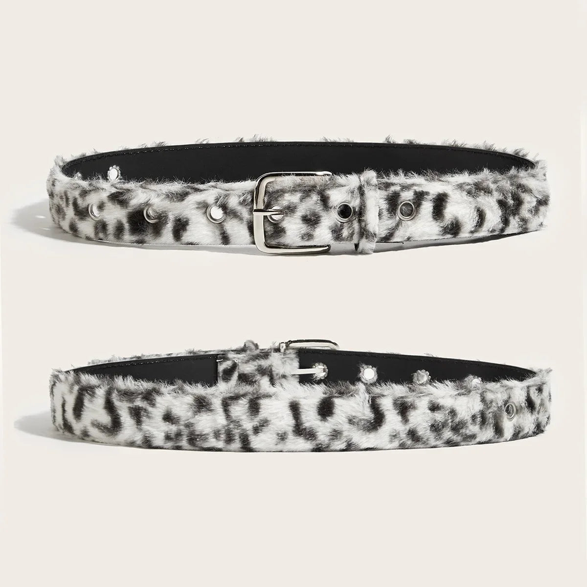 Gothic Y2K Faux Fur Belt - Women’s Punk Hip Hop Waistband for Jeans & Winter Fashion