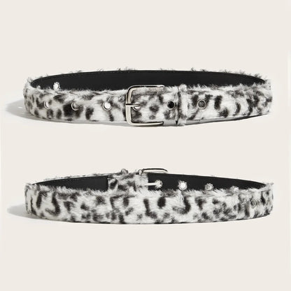 Gothic Y2K Faux Fur Belt - Women’s Punk Hip Hop Waistband for Jeans & Winter Fashion