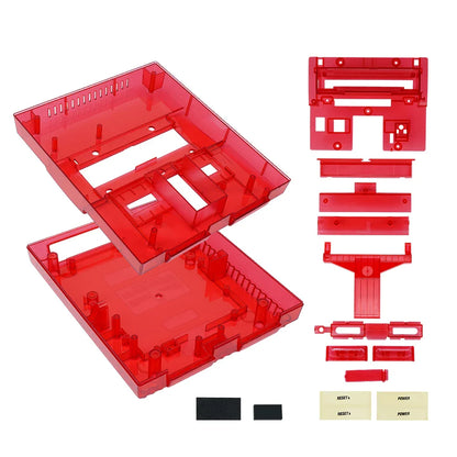 Bitfunx SNES Replacement Shell – Transparent Black Case for Nintendo SNES SFC US Version Retro Gaming Console