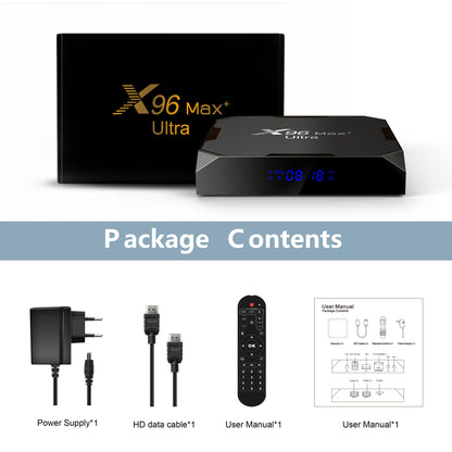 X96 Max Plus Ultra TV Box — Android 11 Amlogic S905X4 4GB RAM 32GB Storage, 8K AV1 WiFi Bluetooth Media Player