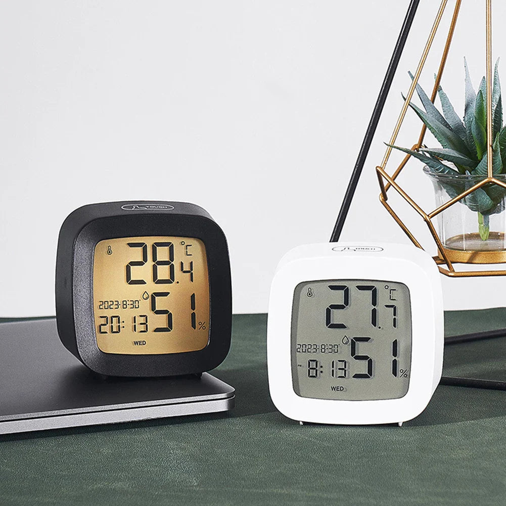 LED Alarm Clock with Backlight - Battery Operated, LCD Display with Temperature and Humidity Monitor for Home, Office, School Decor