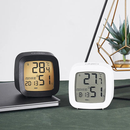 LED Alarm Clock with Backlight - Battery Operated, LCD Display with Temperature and Humidity Monitor for Home, Office, School Decor