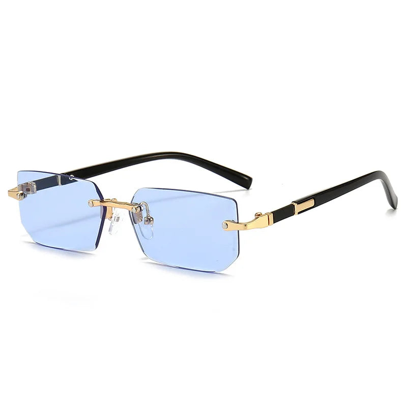 Rimless Rectangle Sunglasses — Fashion Small Square Shades for Men & Women, Summer Travel Eyewear
