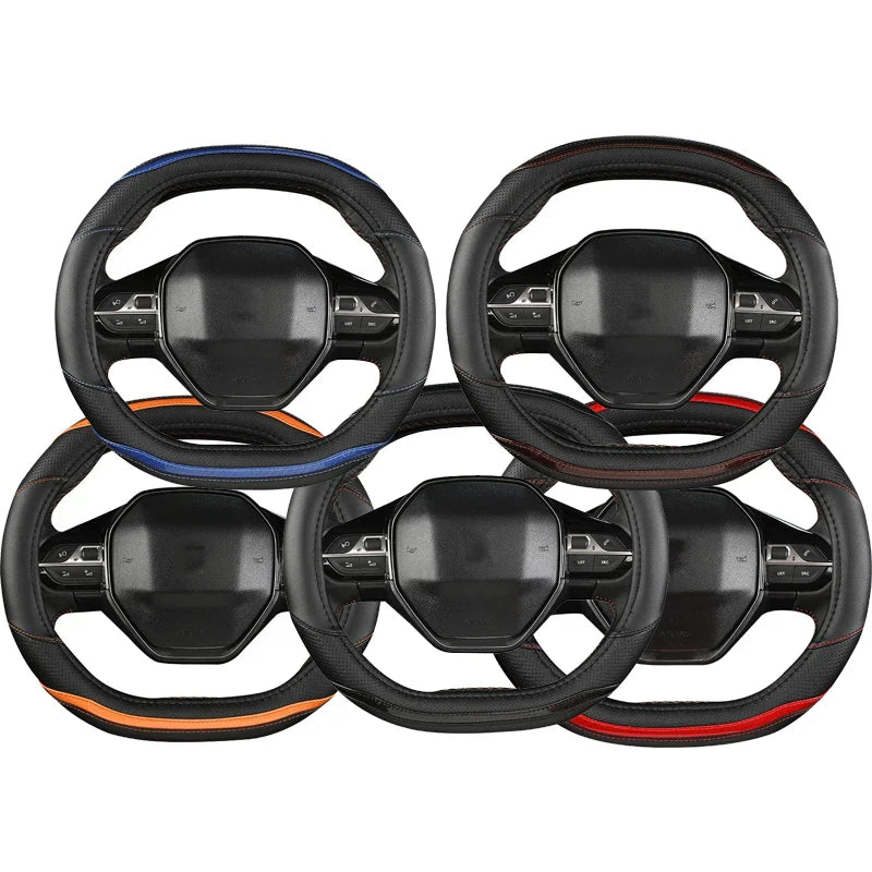 Peugeot 3008/4008/5008 Carbon Fiber & PU Leather Steering Wheel Cover — Car Interior Accessory