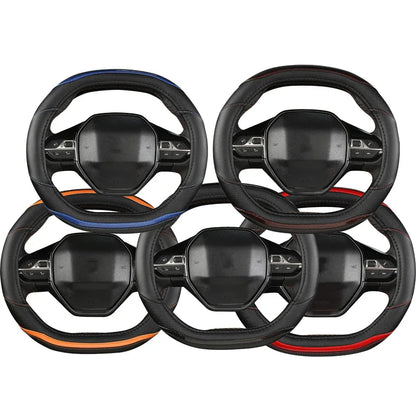 Peugeot 3008/4008/5008 Carbon Fiber & PU Leather Steering Wheel Cover — Car Interior Accessory