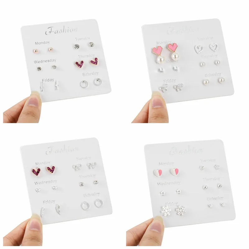 New S925 Silver Needle Stud Earrings Set – Simple & Cute Mini Earrings for Women & Girls, Exquisite Jewelry Gift