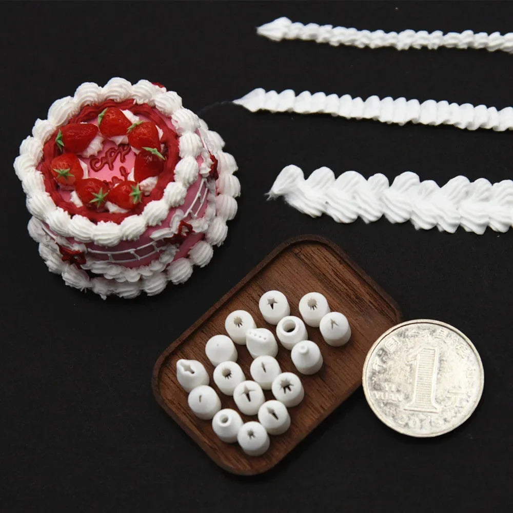 19PCS Mini Nozzle Set – Pottery Clay, Dessert, Food, and Toy Piping Tips for DIY Miniature Cakes