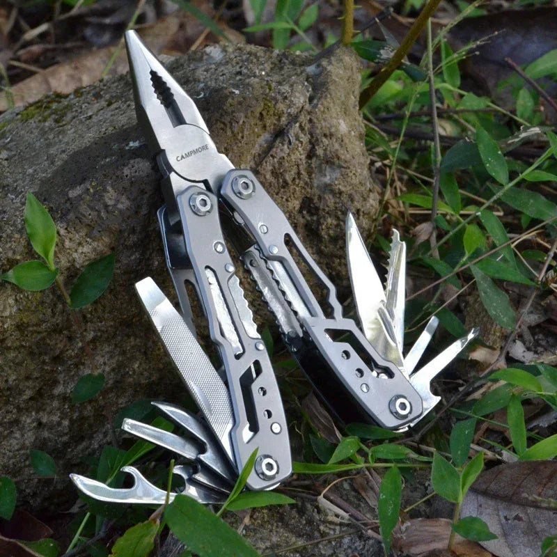 Outdoor Multitool - Portable Stainless Steel EDC Folding Survival Knife and Pliers for Camping and Emergency
