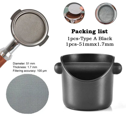 Shock-Absorbent Coffee Knock Box – Anti-Slip Espresso Grind Dump Bin for Barista Coffee Waste