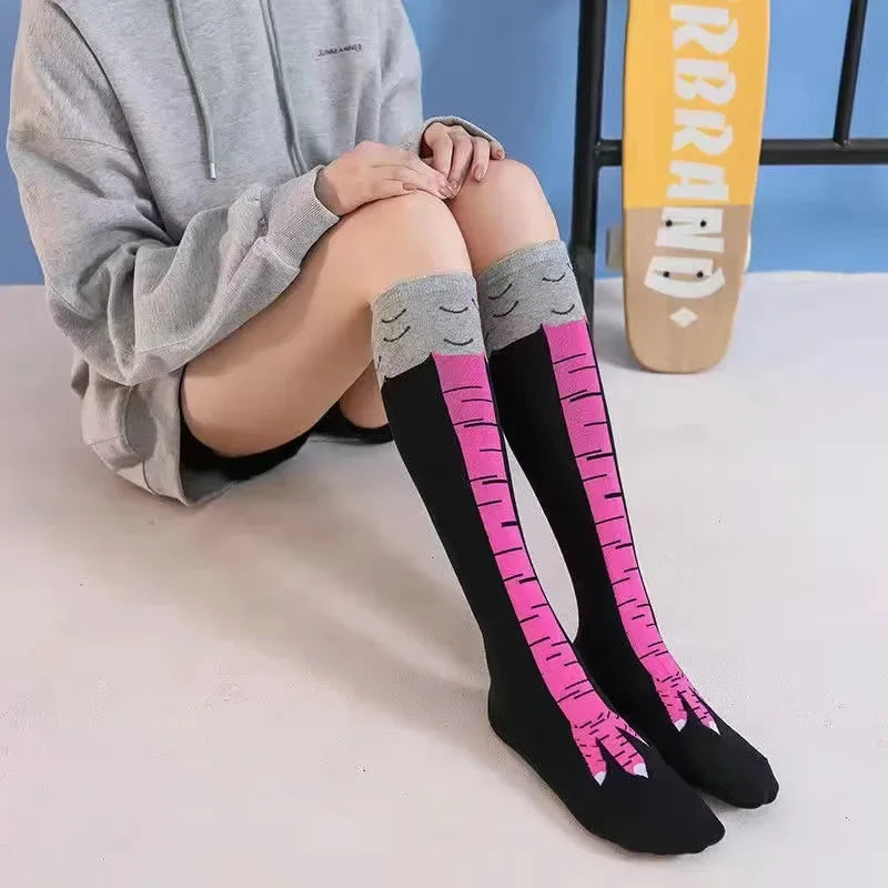 Men's 3D Chicken Print Socks - Funny Cartoon Thigh-High Cotton Cosplay Socks