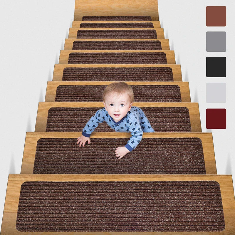 20x76cm Soft Stair Mat – Self-Adhesive Non-Slip Water Absorption Carpet Protector, Variety Pattern Rug for Stairs