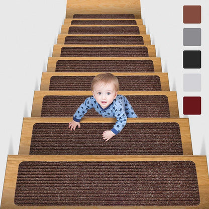 20x76cm Soft Stair Mat – Self-Adhesive Non-Slip Water Absorption Carpet Protector, Variety Pattern Rug for Stairs