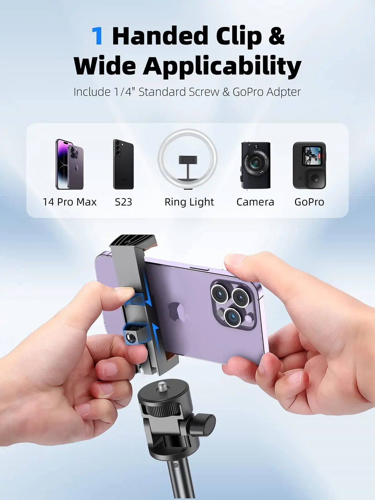 [Newest] Selfie Stick Tripod with Wireless Bluetooth Remote – For GoPro, Insta360, DJI Action Camera & Smartphones