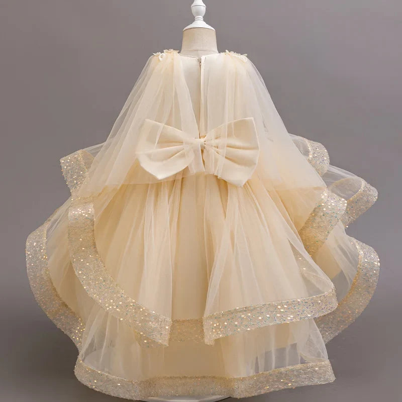 Girls Sequin Sleeveless Party Dress - Kids Wedding, Birthday and Performance Costume Dress