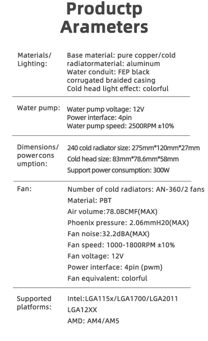 TEUCER AF-120 RGB Water Cooler — 120mm CPU Radiator with Fan for Intel 2011/1700/155X & AMD AM4/AM5