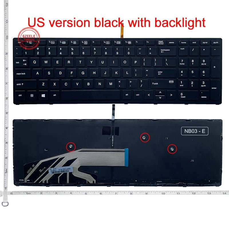 HP ZBook 15 G3/G4 & 17 G3/G4 Backlit Replacement Keyboard – AR/RU/US Layout with Frame (9Z.NCGBC.001 NSK-C87C-01) for Laptop Repair and Upgrade