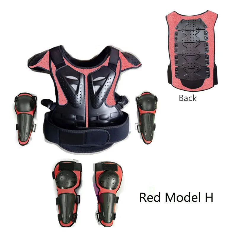 Kids Motocross Body Armor Vest – Chest, Spine & Knee Protection Gear for Boys & Girls (Height 0.85–1.7m)