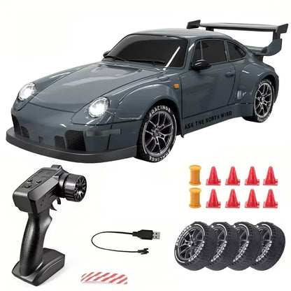 1:24 RC Drift Car — 4WD High-Speed Remote Control Sport Car with LED Lights & Extra Drifting Tire, Kids & Adult Gift