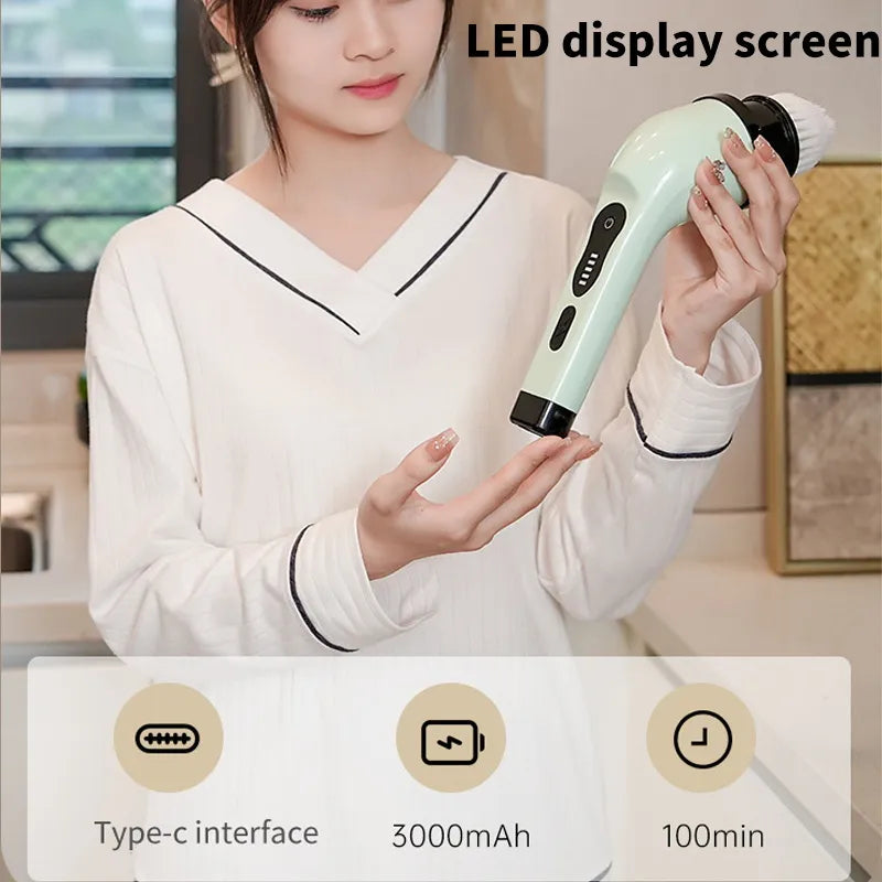 9-in-1 Electric Spin Cleaning Scrubber - Multifunctional Electric Cleaning Tools for Kitchen, Bathroom, and Parlour - Handy Cleaning Gadgets