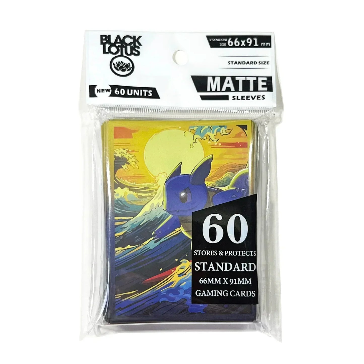 60PCS Standard Card Sleeves 66x91mm — Tortoise Great Wave Design Protectors for TCG, MTG, Pokémon