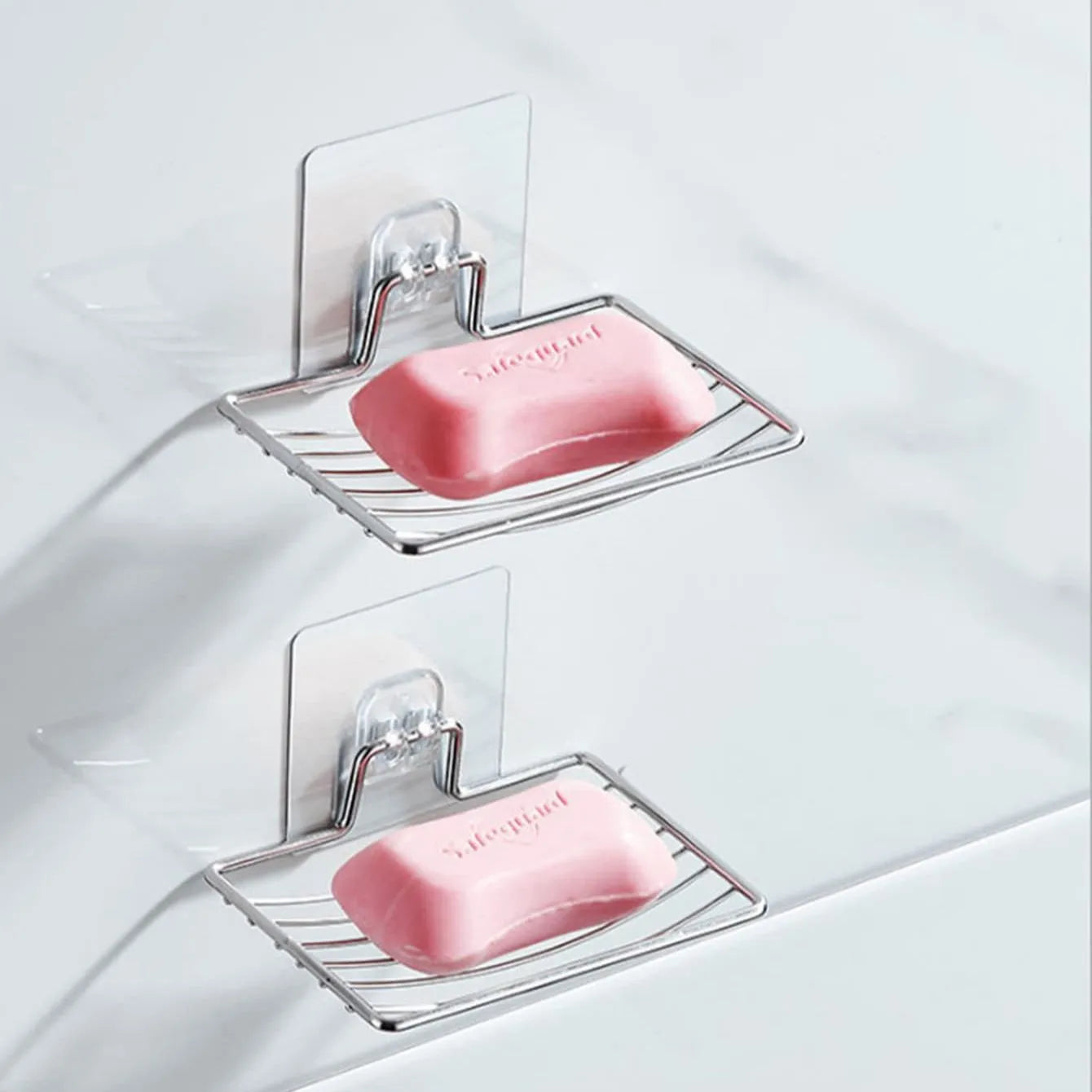 Punch-Free Stainless Steel Soap Rack: Elegant Bathroom Single Layer Drain Wall Hanging Sucker Soap Box Light Luxury Shelf (1pc)