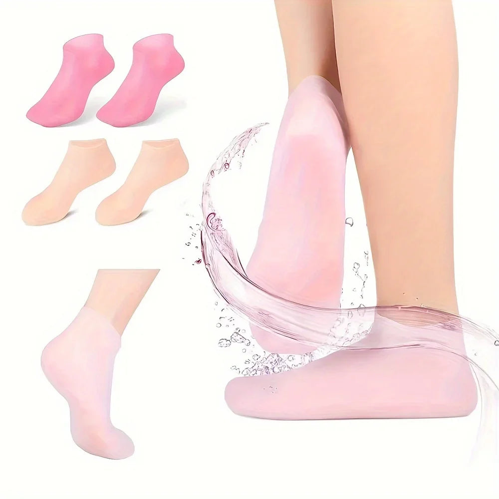 2 Pack Silicone Moisturizing Foot Socks – Gel Socks for Cracked Feet, Foot Spa Treatment & Deep Hydration
