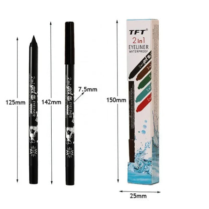 2-in-1 Waterproof Eyeliner and Lip Liner Gel Pencil - Long-lasting Blue, White, Black, Brown Colors - Easy Wear Makeup for Eyes