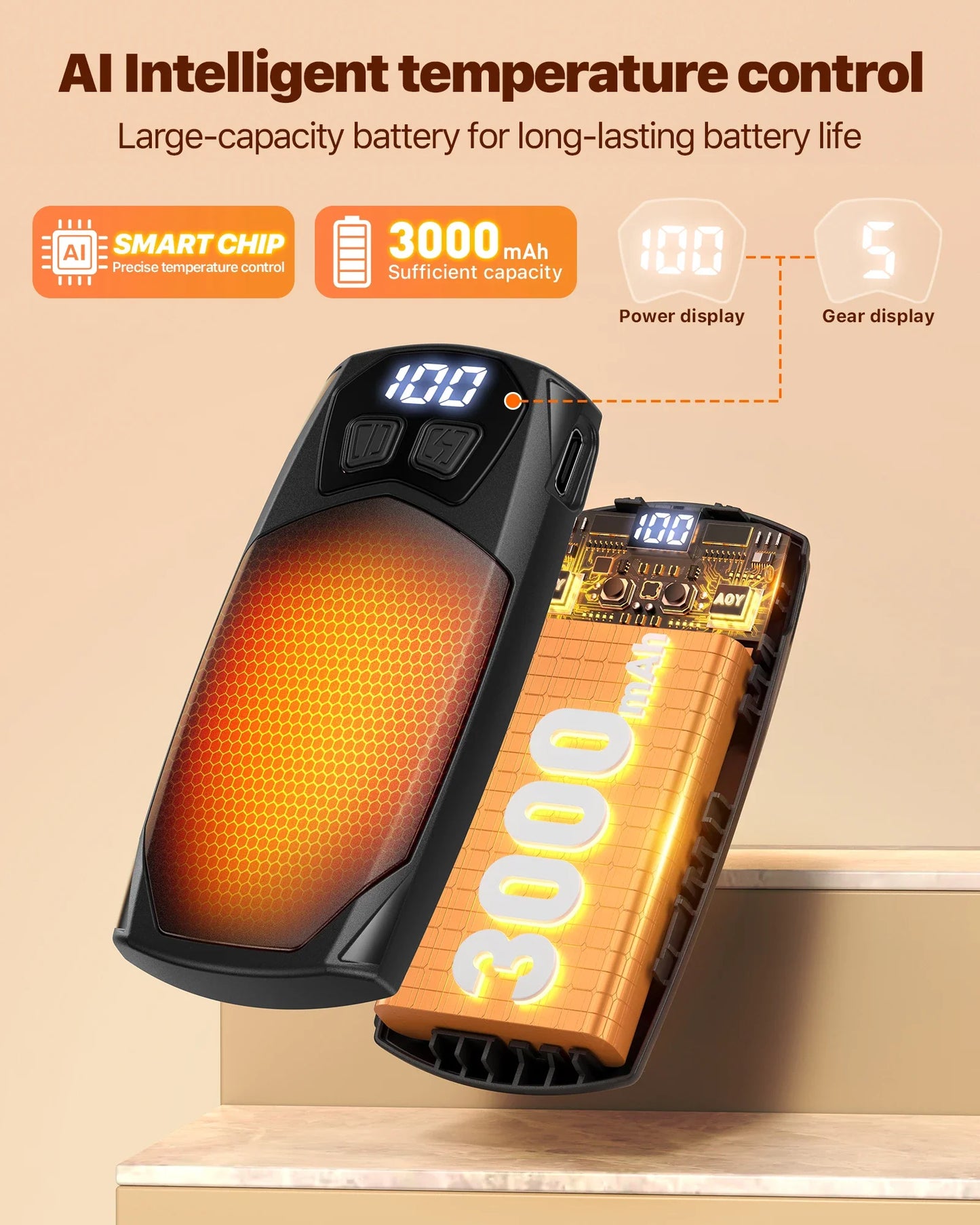 2-Pack Rechargeable Hand Warmers 2000mAh – Electric Pocket Heater for Christmas, Outdoors, Hunting, Golf & Camping