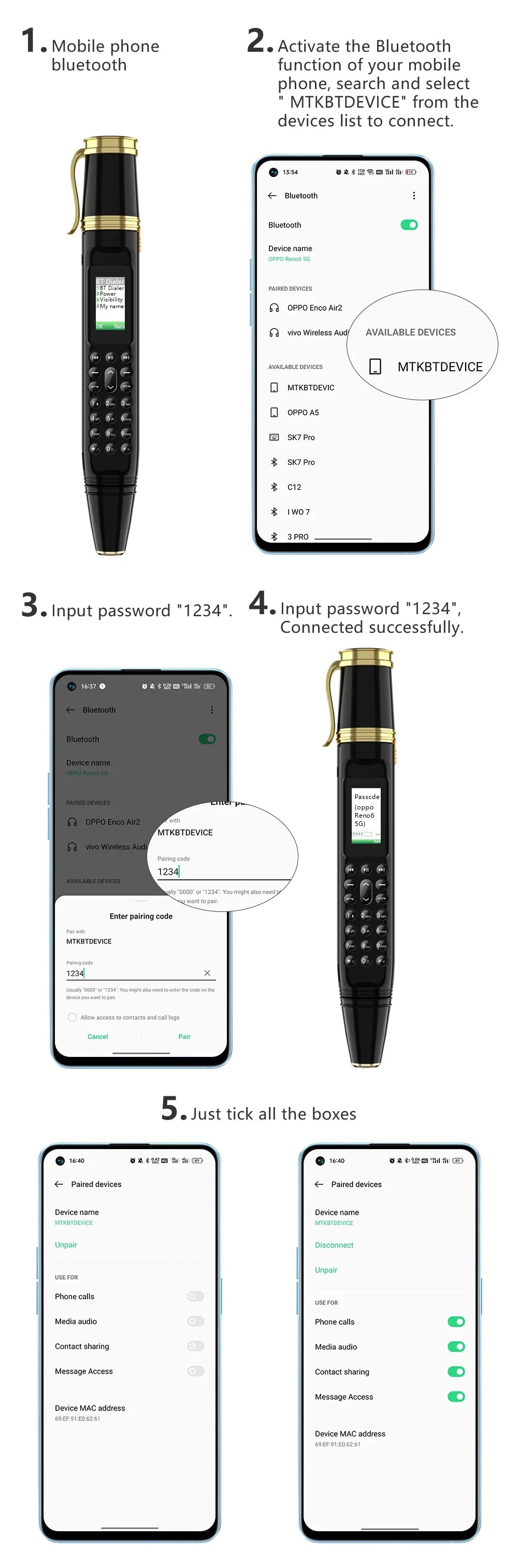 SERVO BM111 3-in-1 Magic Voice Pen Phone – Portable Dual SIM Mobile, Bluetooth Dial Recorder, and Original Telephone Device