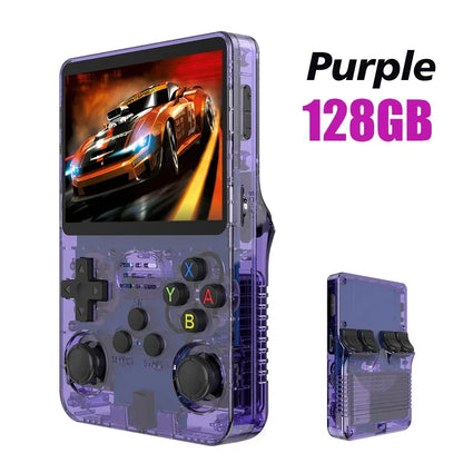 128GB Open Source R36S Video Game Console – Linux System, 3.5 Inch IPS Screen, Orange Portable Pocket Player, 64GB of Best Games