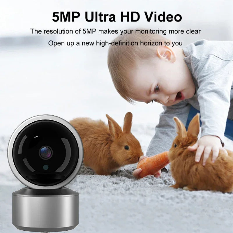 5MP WiFi Baby Monitor Security Camera – Tuya Smart Life App, 355° PTZ Auto Tracking, IR Night Vision & 2-Way Audio Indoor IP Cam
