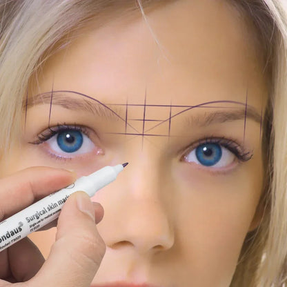 Professional Surgical Sterile Skin Marker Pen – Microblading Tattoo Eyebrow & Lip Marker with Measuring Ruler Set