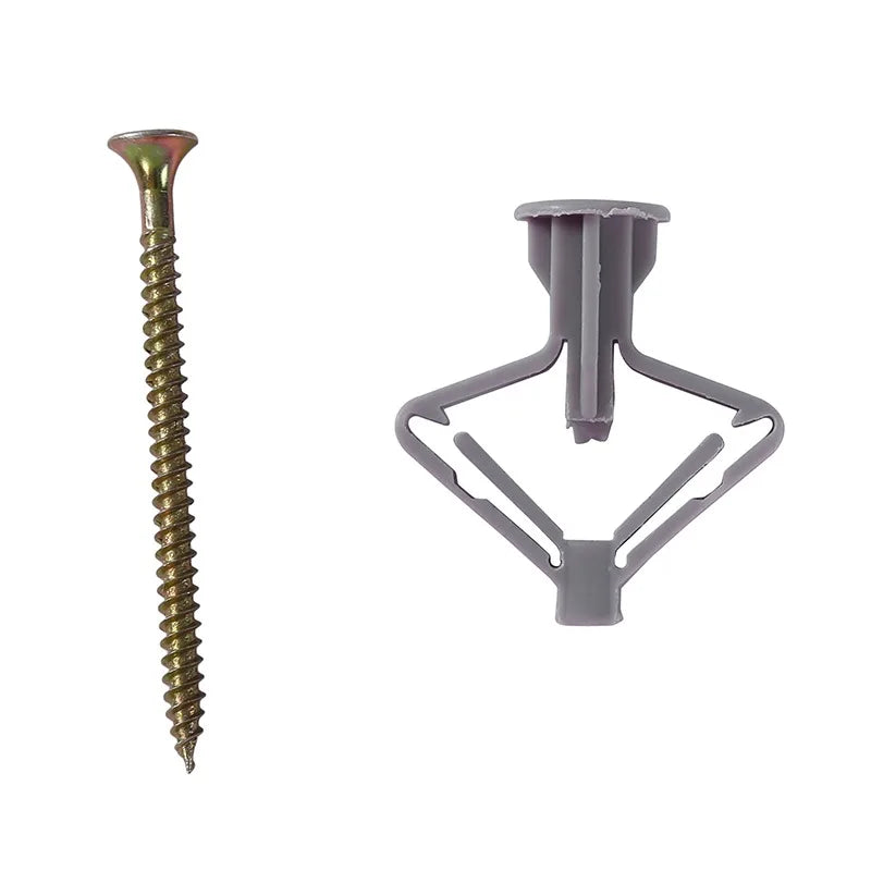 50/100Pcs Self-Drilling Drywall Anchor Kit with Screws – Nylon Expansion Anchors for Gypsum Board & Wall Mounting