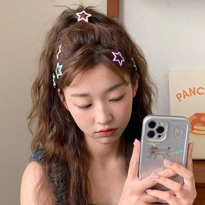 10/50PCS Colorful Kawaii Star Barrettes – Y2K Sweet Girls Metal Snap Hairclips & Hair Jewelry Gifts