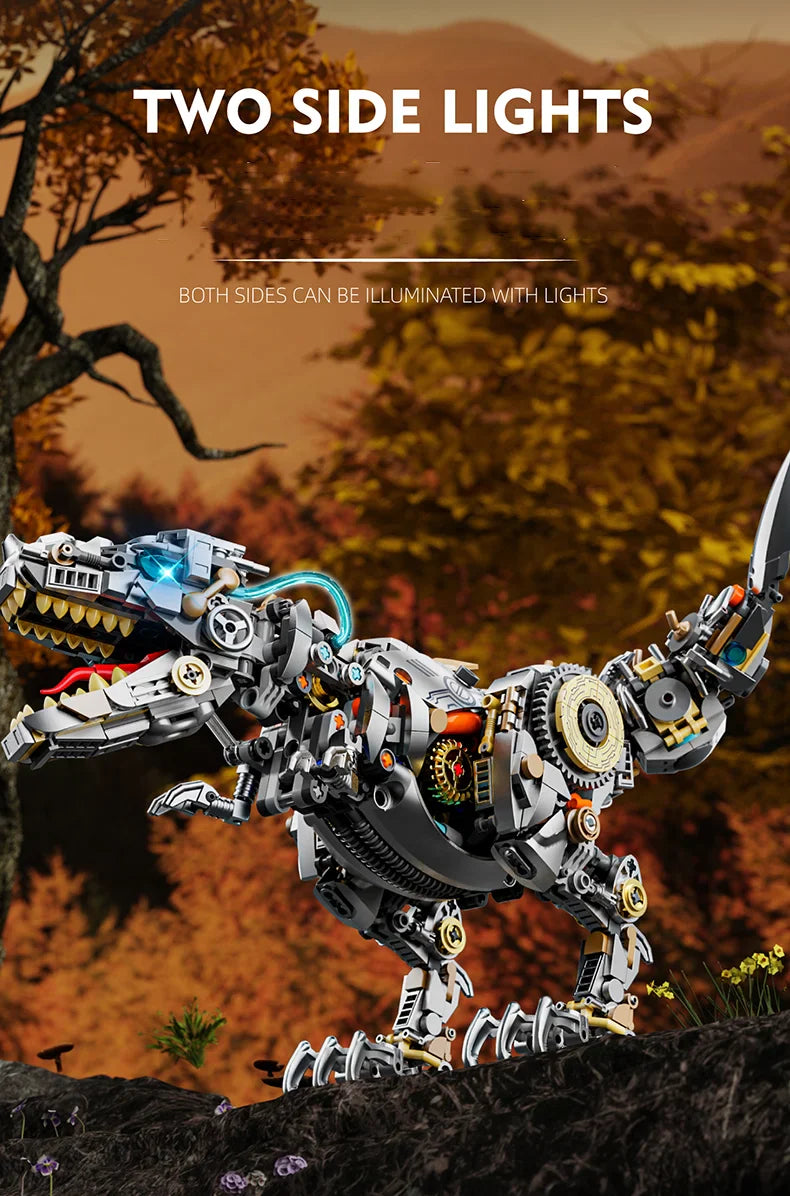 Mechanical Animal Building Blocks – T-Rex, Whale, Parrot, Devil Ray & Shark Model with Lights for Kids & Adults