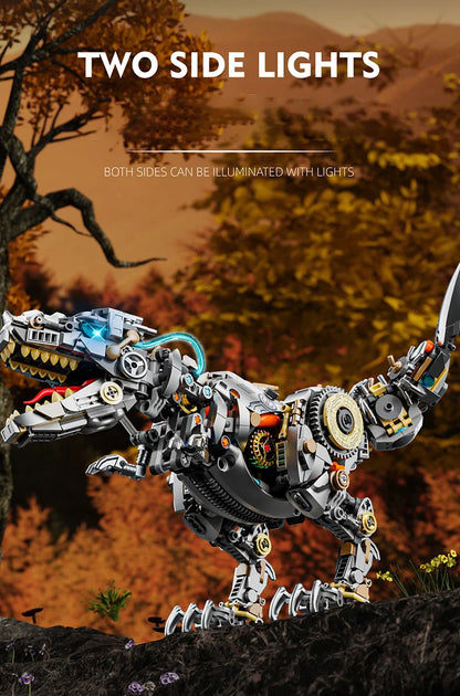 Mechanical Animal Building Blocks – T-Rex, Whale, Parrot, Devil Ray & Shark Model with Lights for Kids & Adults