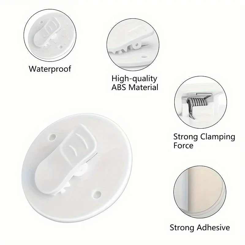 3PCS Shower Curtain Clothespin Clips – Windproof & Splash Guard Adhesive Fixers for Bathroom Curtain Stability