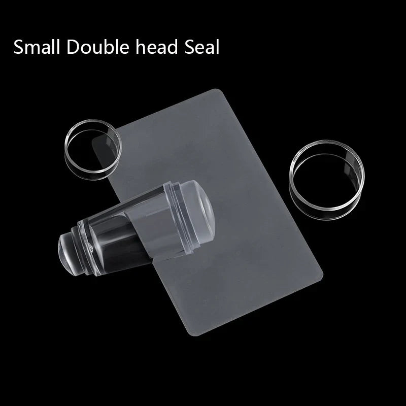 Clear Jelly Nail Stamper Set - Silicone Nail Art Stamp Tool with Scraper for Manicure Designs