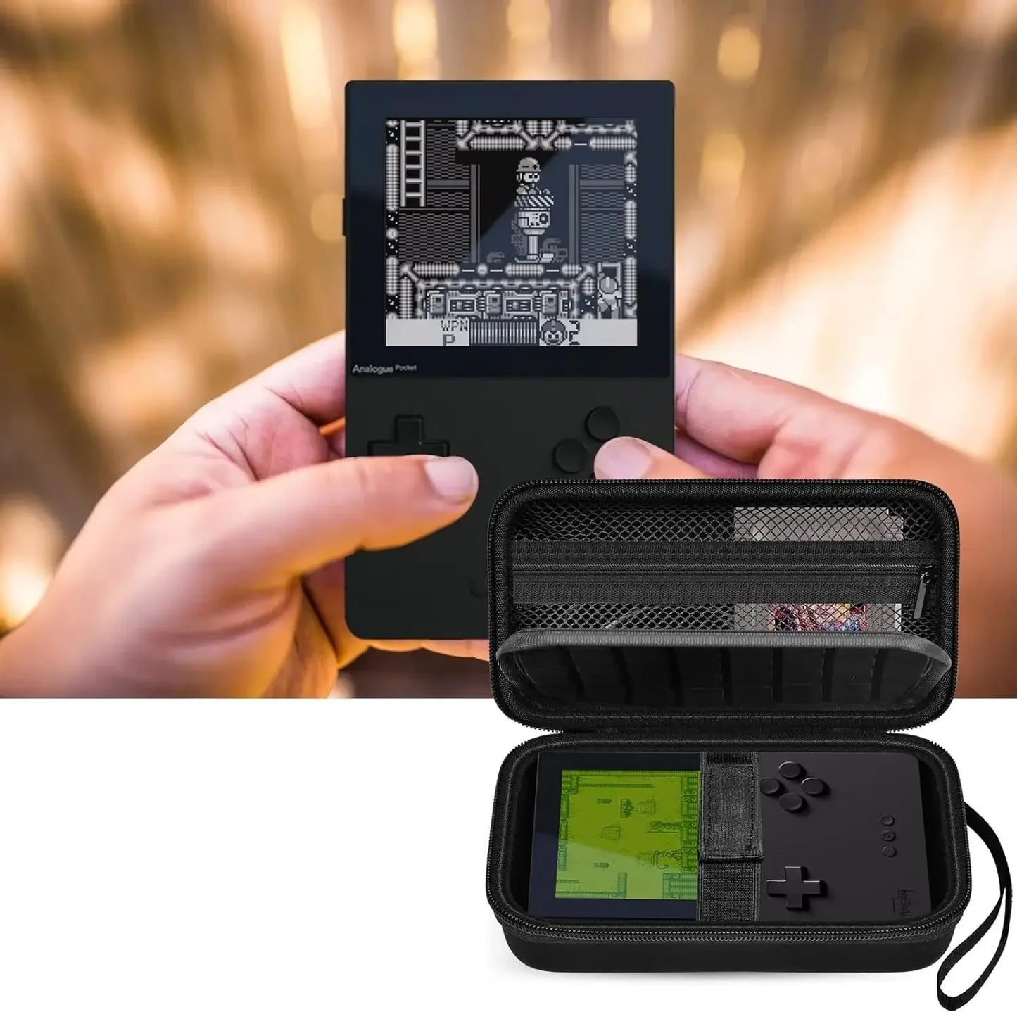Hard Case for Analogue Pocket Handheld Console — Portable Mini Game Player Storage Bag for Game Cards