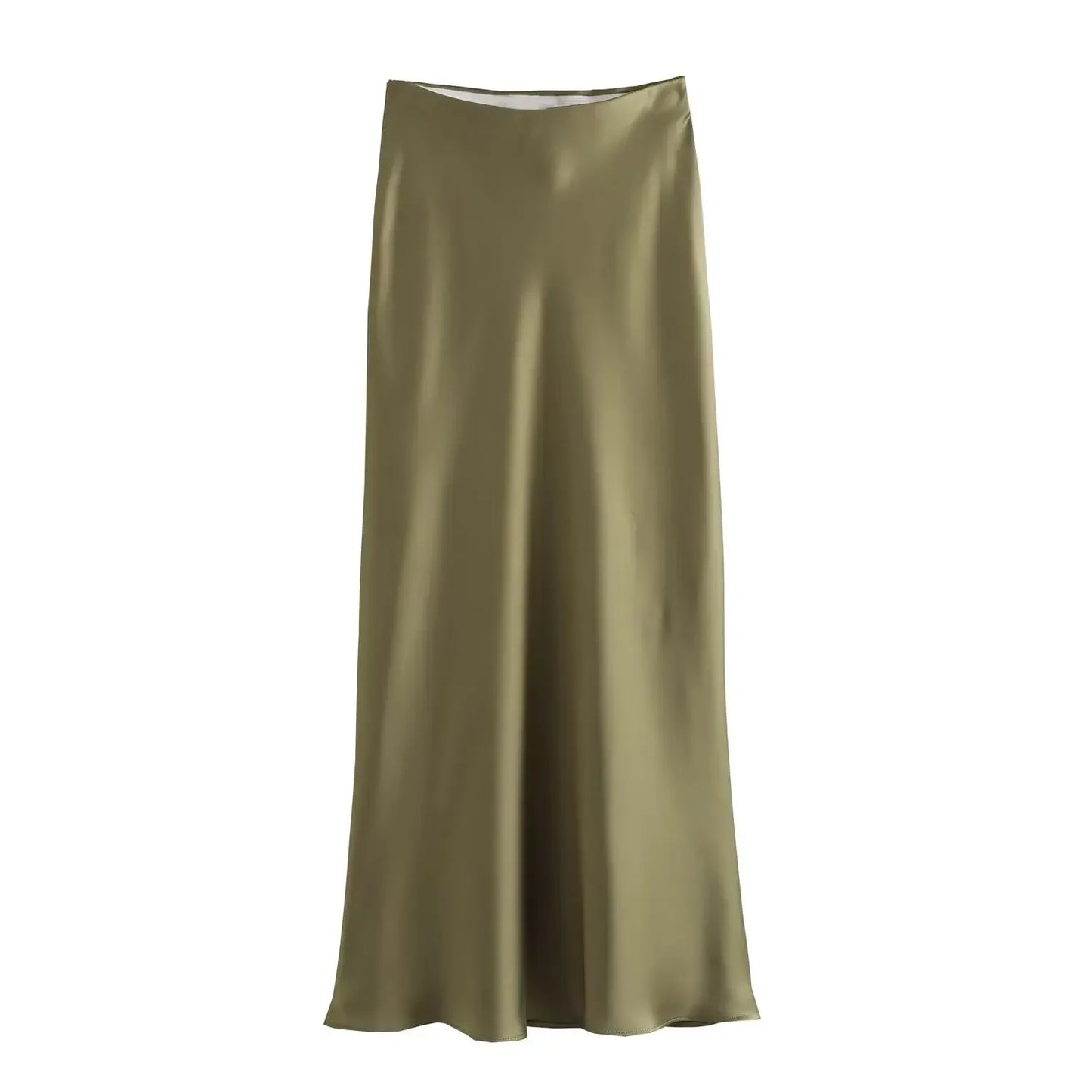 Willshela 2024 Women’s Black Satin High Waist Midi Skirt – Elegant Long Office & Summer Fashion Skirt for Women, Slim Fit Casual Wear