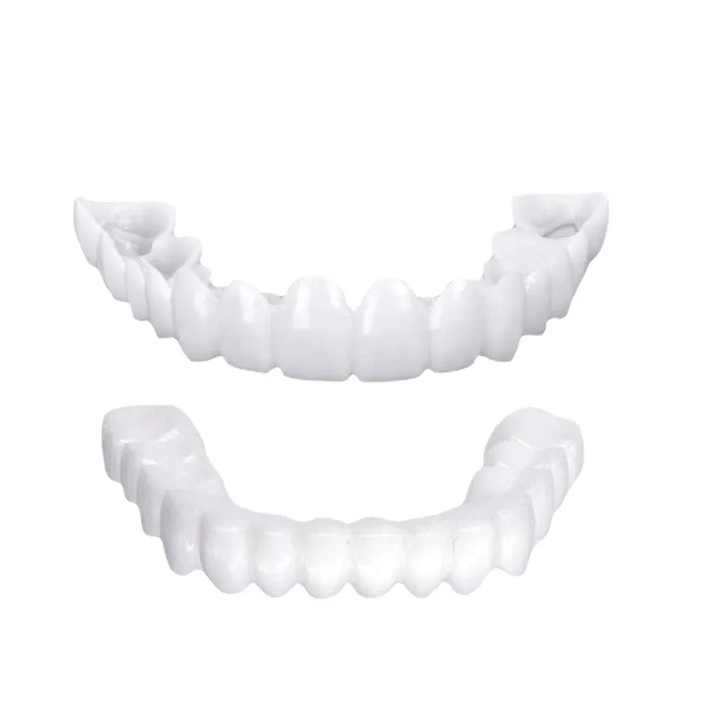 Upper & Lower Fake Teeth Covers – Comfortable Flexible Veneers for Whitening, Braces, and Fun Toy Use