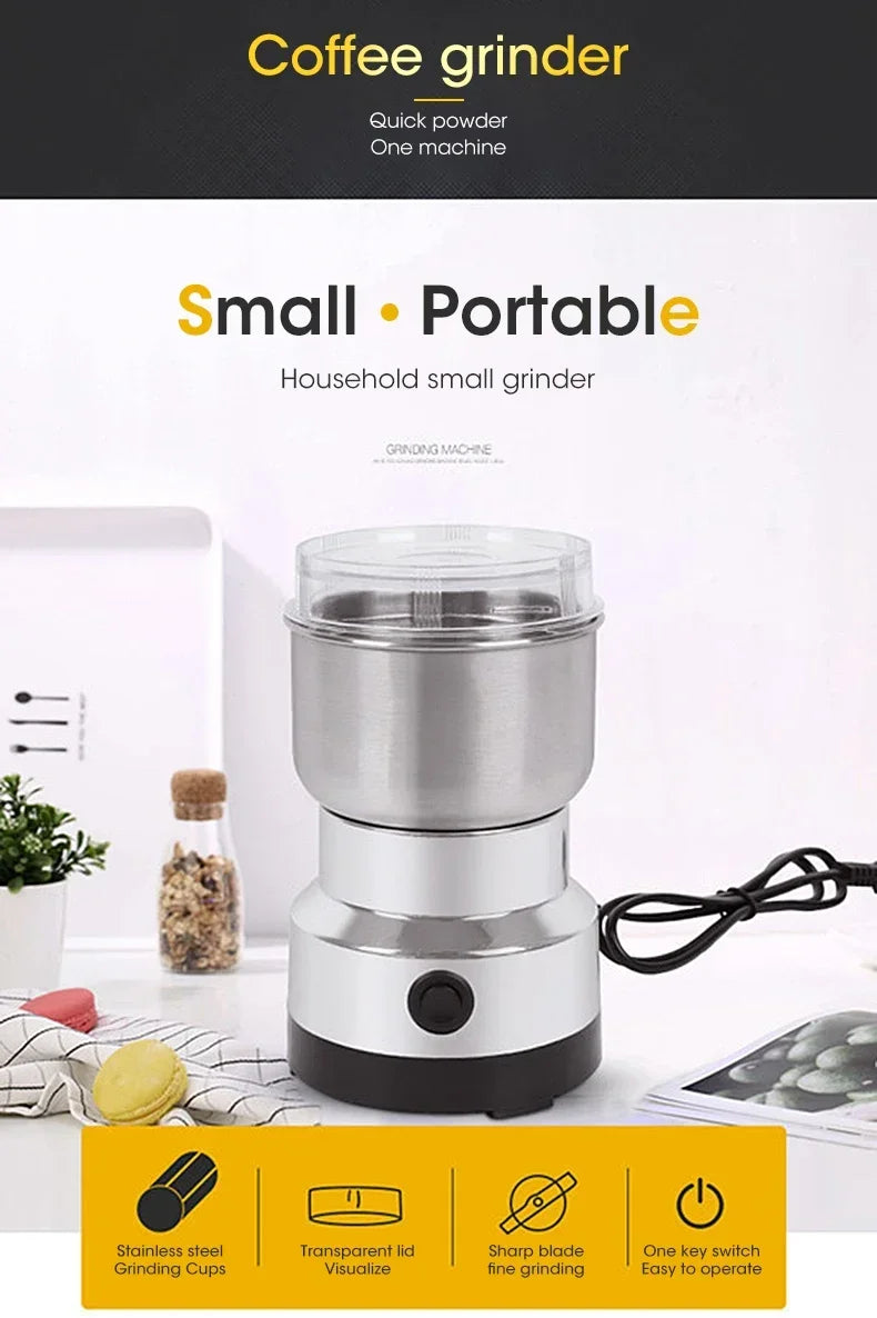 Mini Electric Grinder 300ml – Ultrafine Pulverizer for Baby Food, Coffee, Spices & Grains with 2/4 Blades