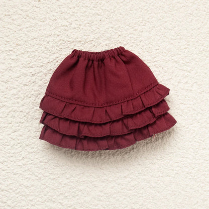 Blythe Doll Clothes Plaid Pleated Skirt & Off-Shoulder Top Tulle Dress Set — Ruffle Skirt for Licca, Azone, OB22, YMY Doll Accessories
