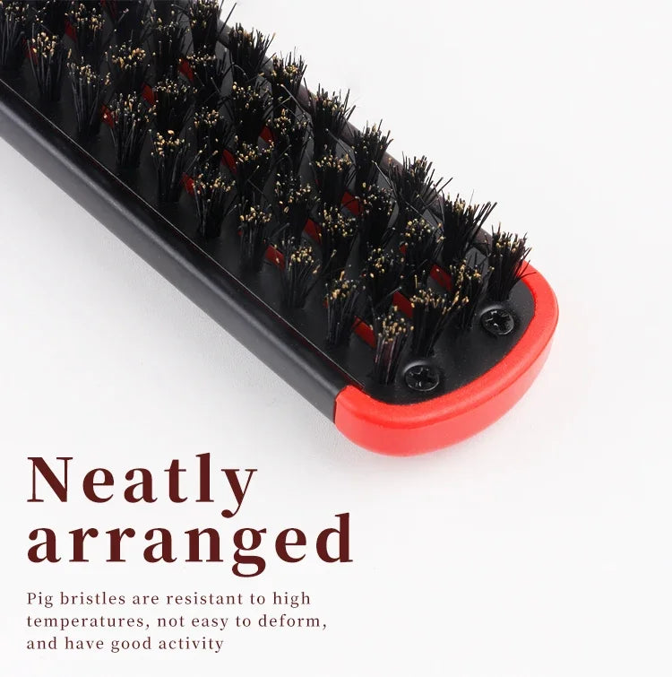 Professional V-Shape Hair Straightener Comb – Nylon Bristles, Double-Sided Styling Brush for All Hair Types