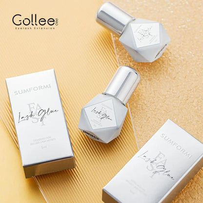Gollee 5-Pack Eyelash Extension Glue – 7-9 Week Long-Lasting, Quick-Dry 0.3-1s, Black & Latex-Free