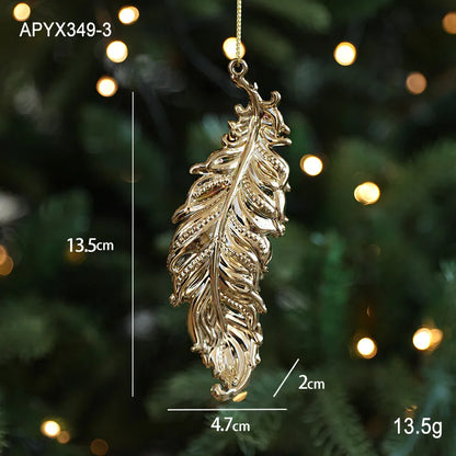 Christmas Tree Ornaments – Gold Plastic Balls with Butterfly, Dragonfly, Angel & Snowflake Decorations