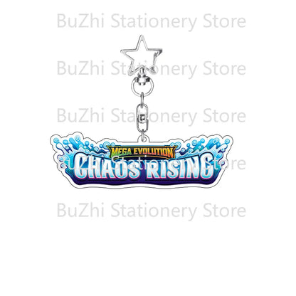 Anime Mega Evolution Acrylic Keychain 5cm – PTCG PKM Cartoon Game Logo Bag Charm Pendant Gift Toy for Boys & Girls Collection