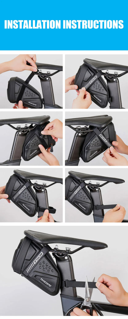 TAKEZERO TZ07 Bicycle Tail Saddle Bag – EVA Hard Shell Rear Bag for Mountain & Road Bikes