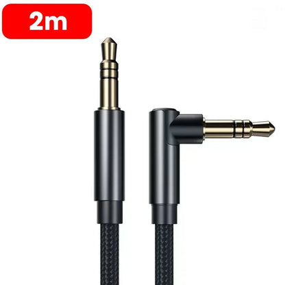 3.5mm 90° Elbow Male-to-Male Audio Cable — Speaker Aux Wire for Samsung Xiaomi MP3/4 Car Headphone Adapter Cord